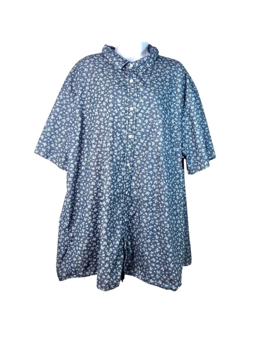 Mutual Weave Unisex Blue Shirt Button‑Down Floral Size 3XLT